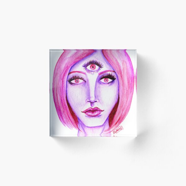 Pink Hair, Purple Skin Acrylic Block