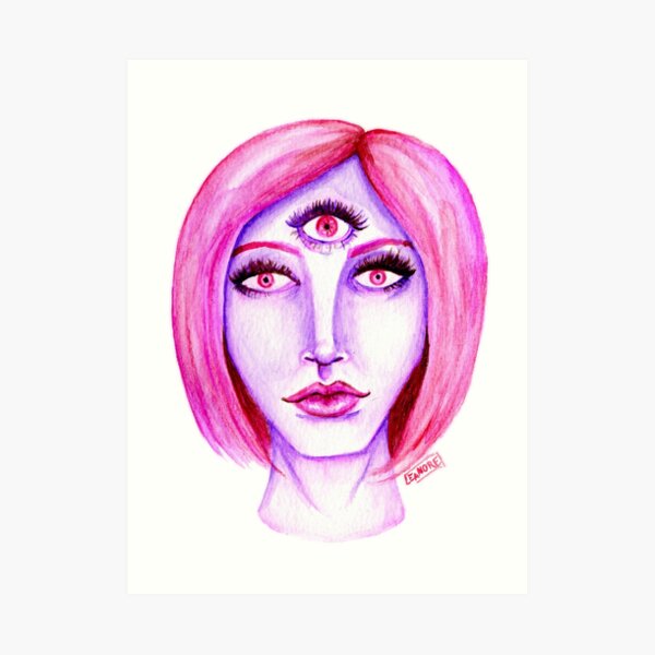 Pink Hair, Purple Skin Art Print