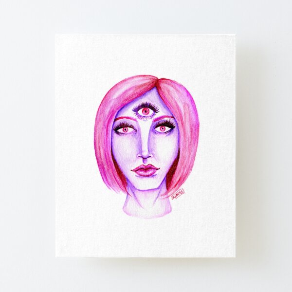 Pink Hair, Purple Skin Canvas Mounted Print