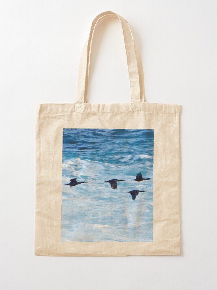 Alternate view of Cormorants Skimming the Waves off Inishmore Tote Bag
