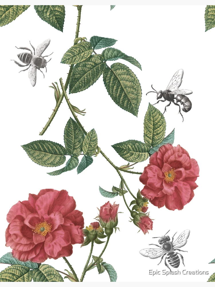 Aperçu 3 sur 3. Magnet avec l'œuvre Abeilles et Roses Rouges créée et vendue par Epic Splash Creations.
