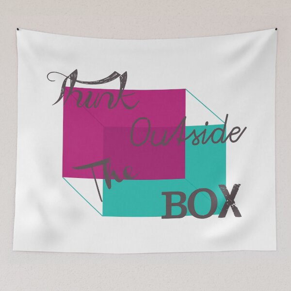 Item preview, "Think Outside the Box" Geometric Modern Quote Teal Purple Script Typography designed and sold by CanisPicta.