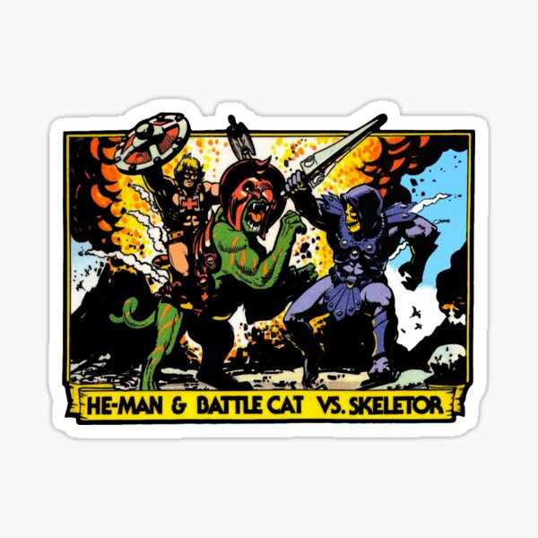 ER MANN & SCHLACHTKATZE vs SKELETOR Vintage 80er Jahre Style! Sticker