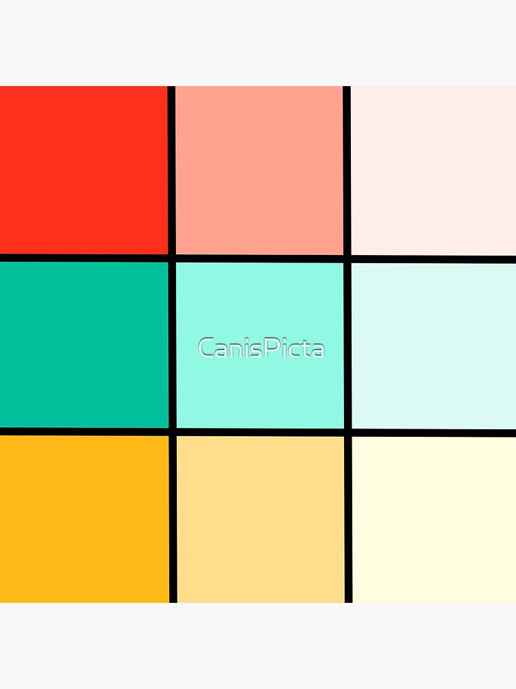 Artwork view, Modern Squares Geometric Pastel Bright Red Teal Mint Blue Mustard Ocher Pink Dusty Rose designed and sold by CanisPicta