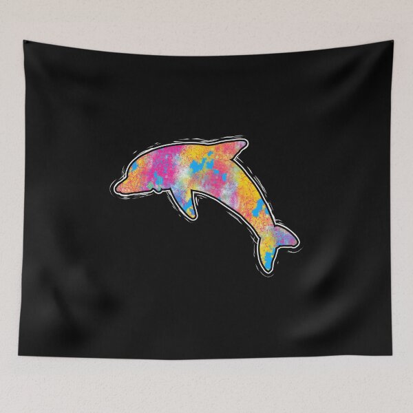 Item preview, Colorful Dolphin Streetwear Graffiti Hand Drawn print designed and sold by phoxydesign.