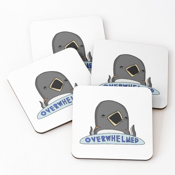 Overwhelmed - Tiny Snek Comics Coasters (Set of 4)
