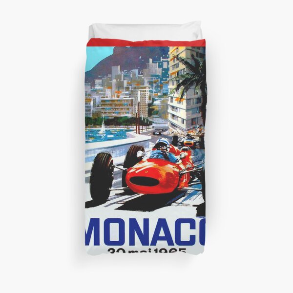 "MONACO GRAND PRIX" Vintage Auto Racing Print Duvet Cover