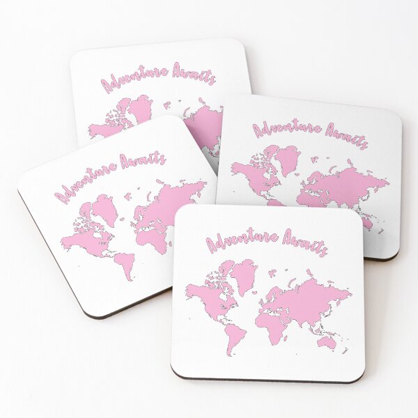 Item preview, Pink World Map "Adventure Awaits"  designed and sold by synthesizer.