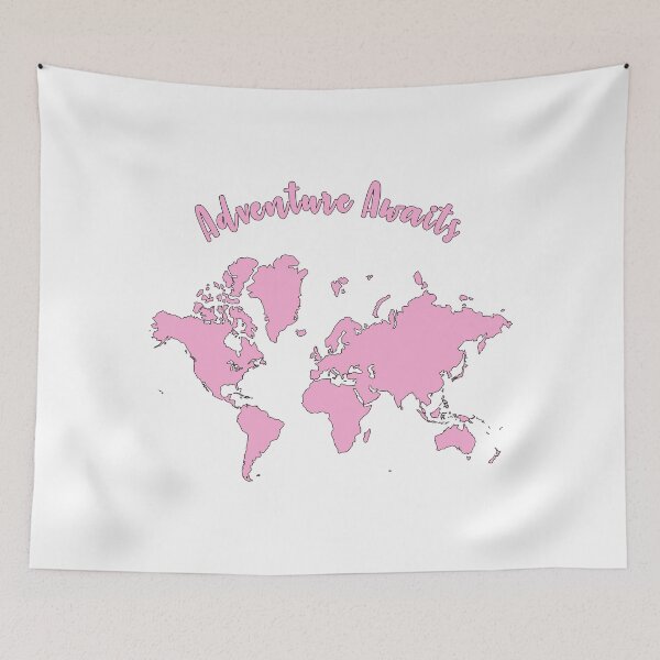 Item preview, Pink World Map "Adventure Awaits"  designed and sold by synthesizer.