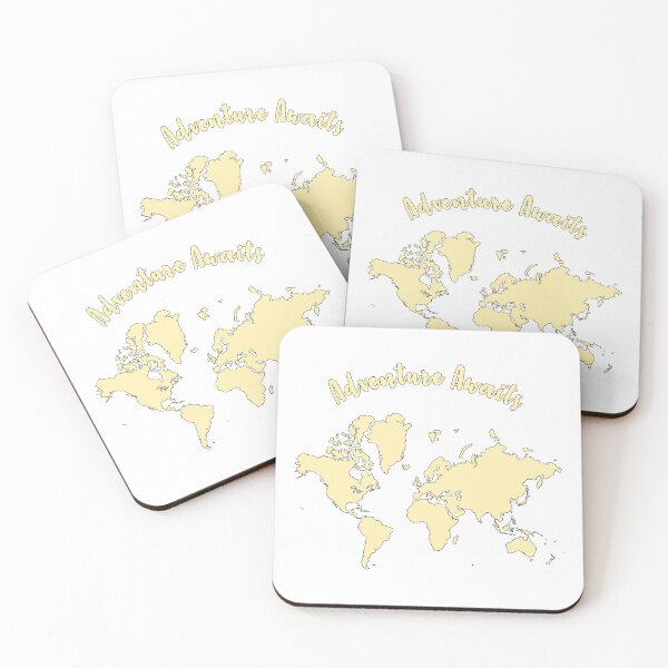 Item preview, Yellow World Map "Adventure Awaits" designed and sold by synthesizer.