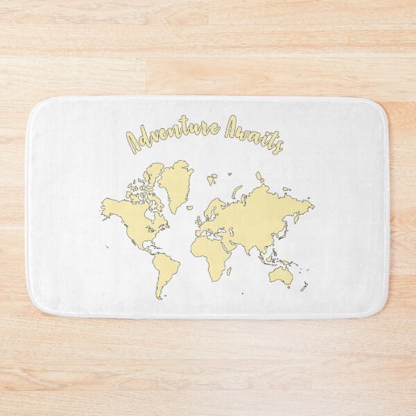 Item preview, Yellow World Map "Adventure Awaits" designed and sold by synthesizer.
