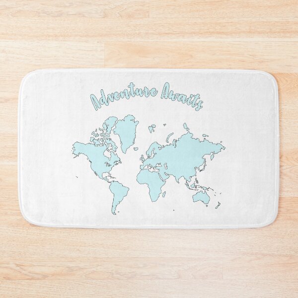 Item preview, Blue World Map "Adventure Awaits" designed and sold by synthesizer.