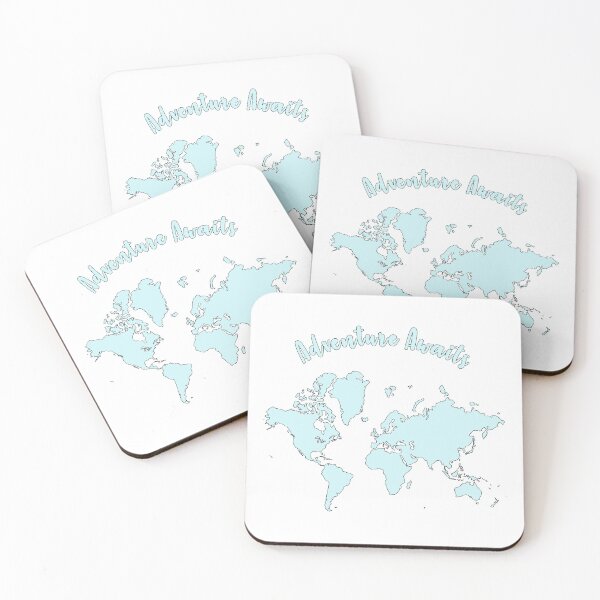 Item preview, Blue World Map "Adventure Awaits" designed and sold by synthesizer.