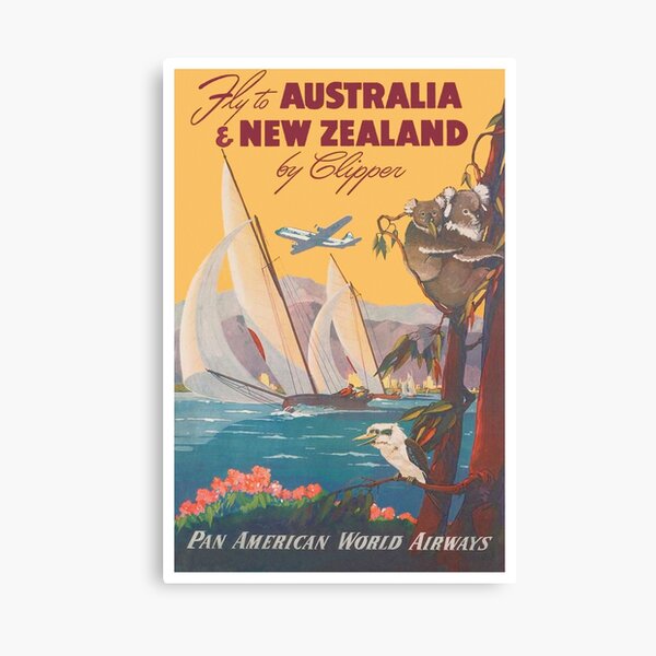 Item preview, Australia and New Zealand Vintage Travel Poster designed and sold by vintagevivian.