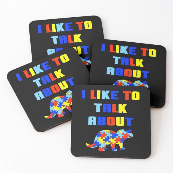 Item preview, I Like to Talk about Dinosaurs (Autism Awareness) Blue and Red designed and sold by AnJAutismWorld.