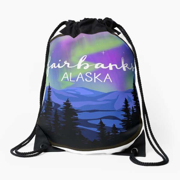 Fairbanks, Alaska - NORTHERN LIGHTS Drawstring Bag