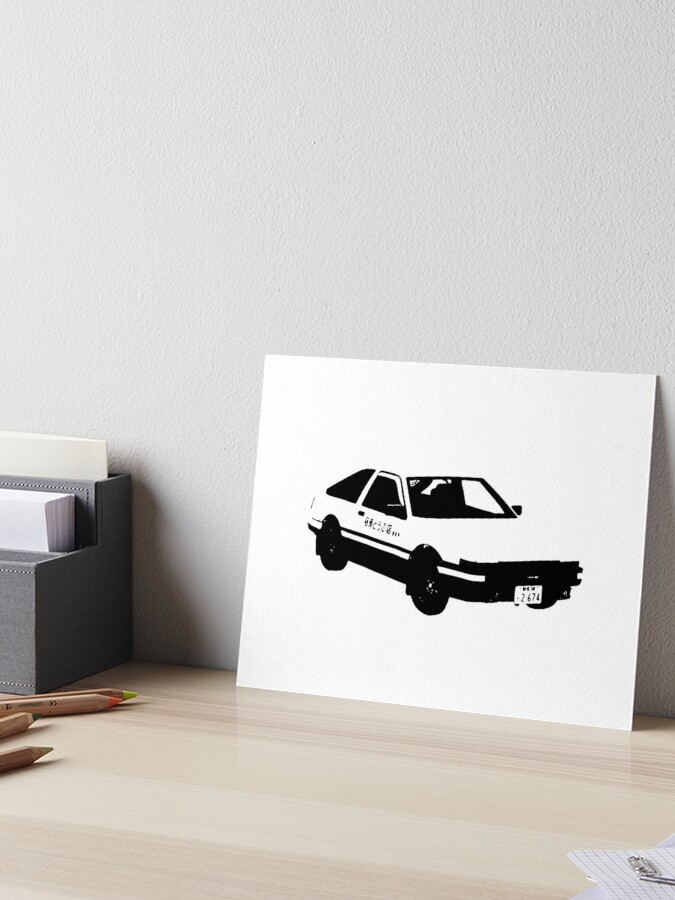 Initial D - Takumi Standing AE86 Manga Anime Style | Art Board Print