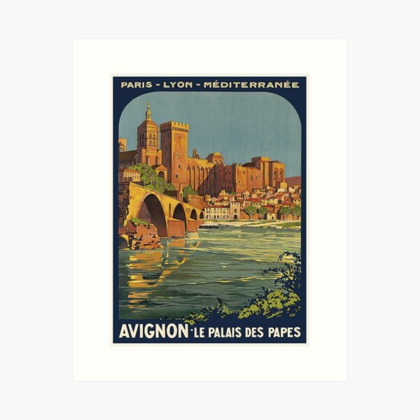 Aperçu de l'œuvre Affiche de voyage vintage d'Avignon France créée et vendue par vintagevivian.