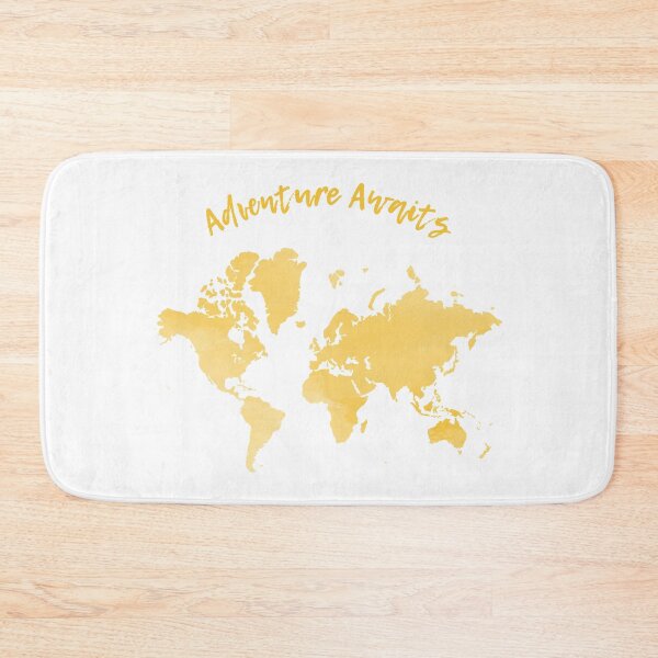 Item preview, World Map Yellow Water Color designed and sold by bohoDecor.