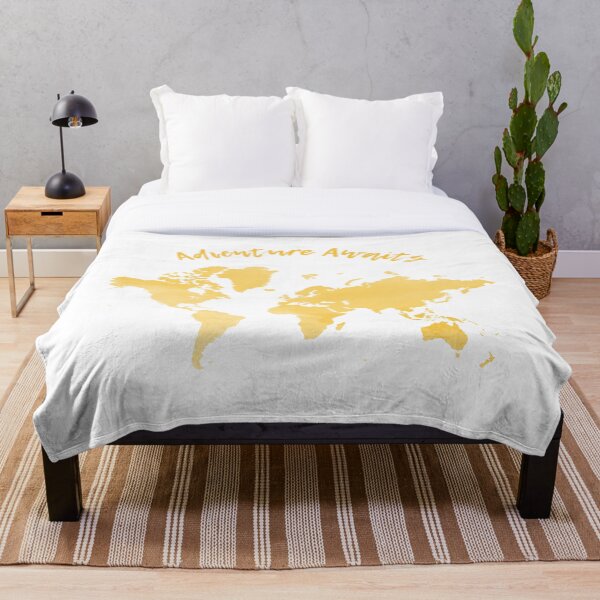 Item preview, World Map Yellow Water Color designed and sold by bohoDecor.