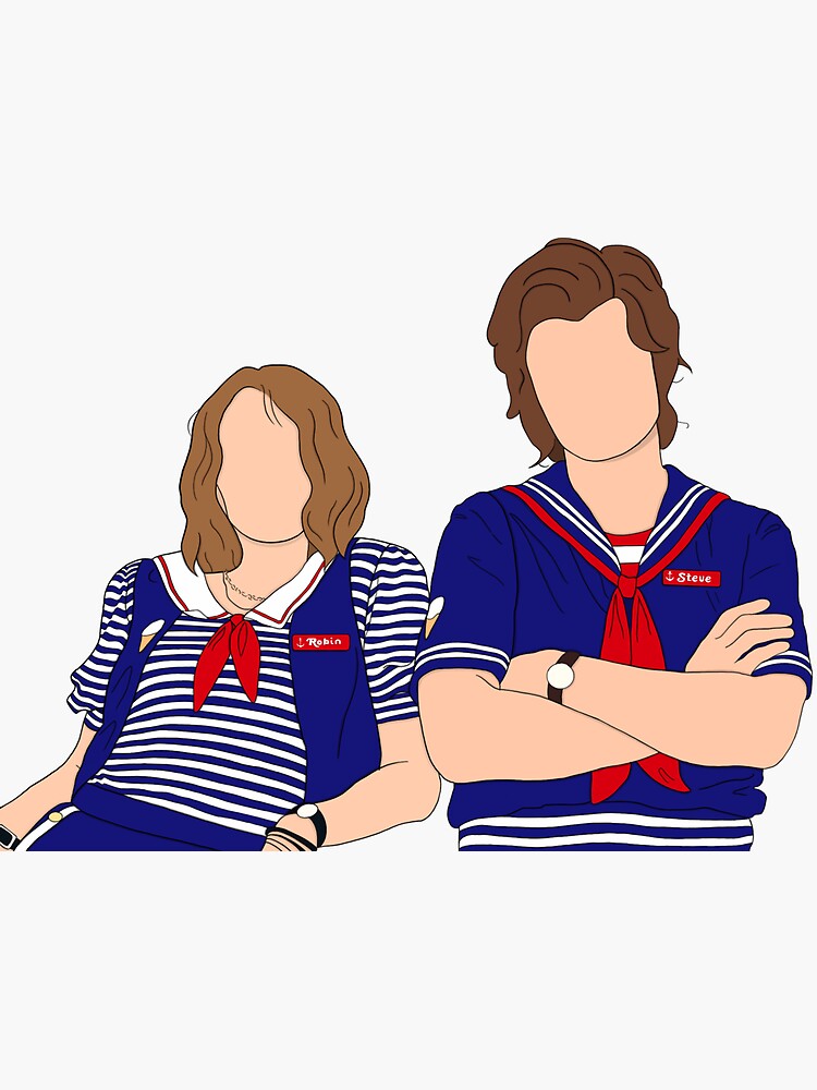 Thumbnail 3 of 3, Sticker, Steve and Robin // Stranger Things designed and sold by apxtelesma.