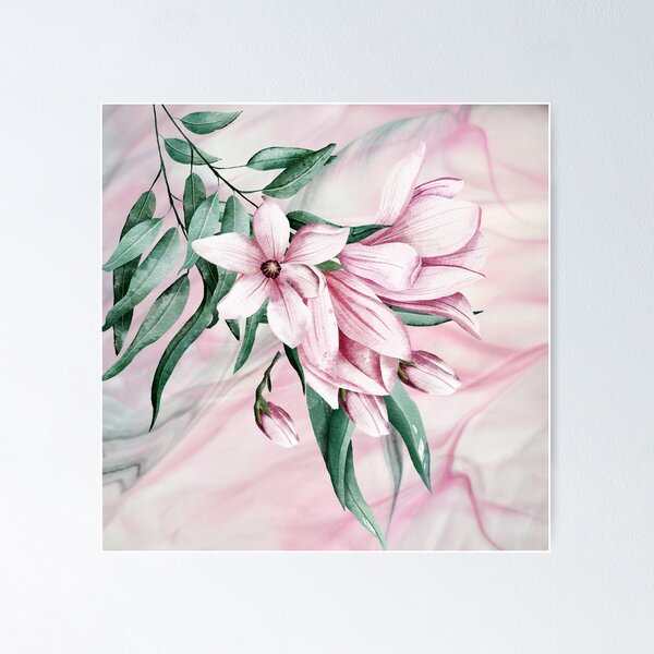 Item preview, Magnolia on Pink Watercolor Background designed and sold by blueskiesforme.