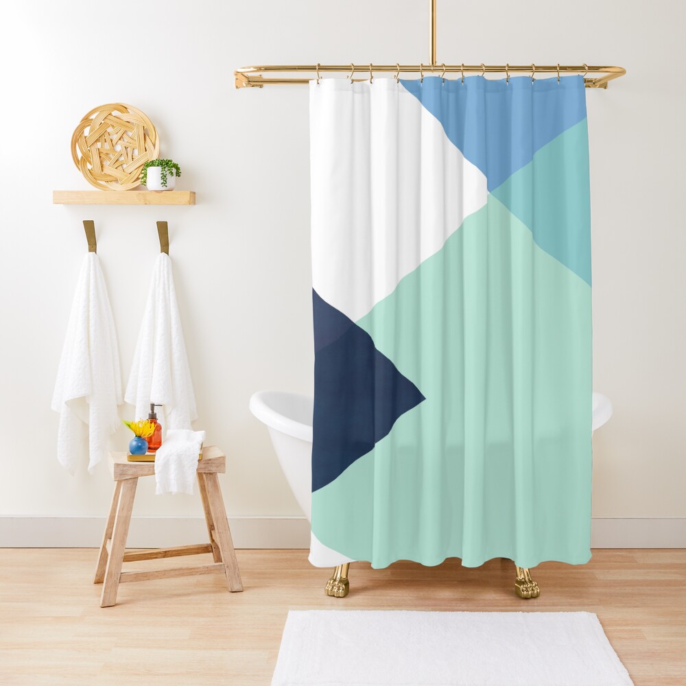 Geometrics - seafoam & blue concrete Shower Curtain