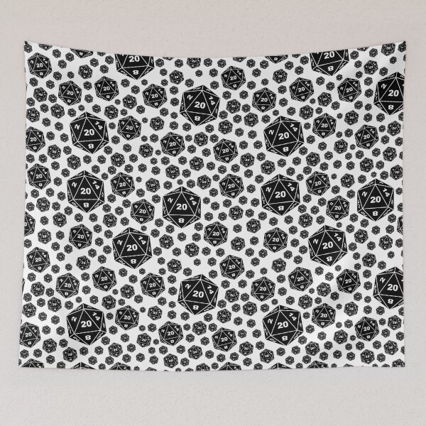 Item preview, D20 Dungeons and Dragons Black and White Repeating Pattern designed and sold by ArielleJane.