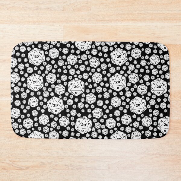 Item preview, D20 Dungeons and Dragons White on Black Repeating Pattern designed and sold by ArielleJane.