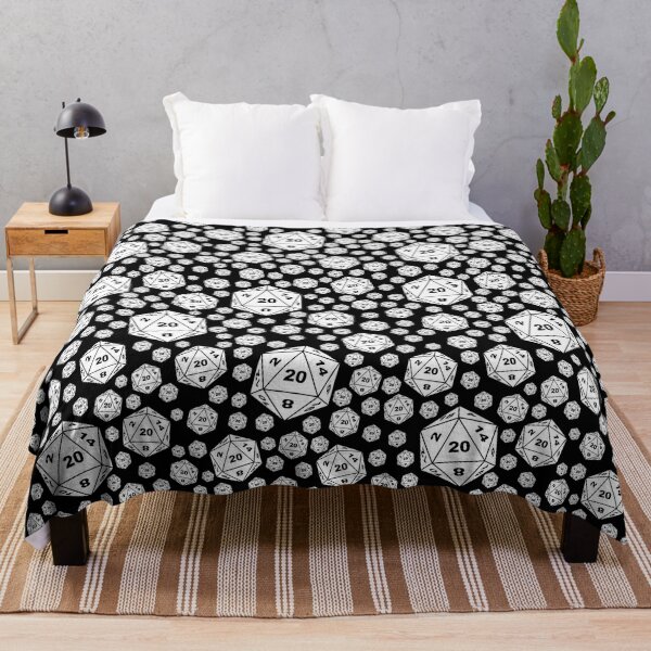 Item preview, D20 Dungeons and Dragons White on Black Repeating Pattern designed and sold by ArielleJane.