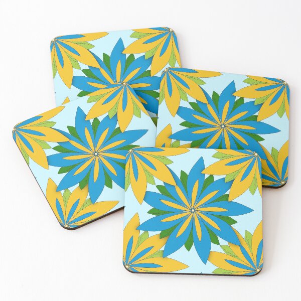 Item preview,  Blue and Gold Doodle Art Flowers designed and sold by Gravityx9.
