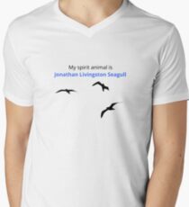 Seagull Spirit Tier. T-Shirt mit V-Ausschnitt für Männer