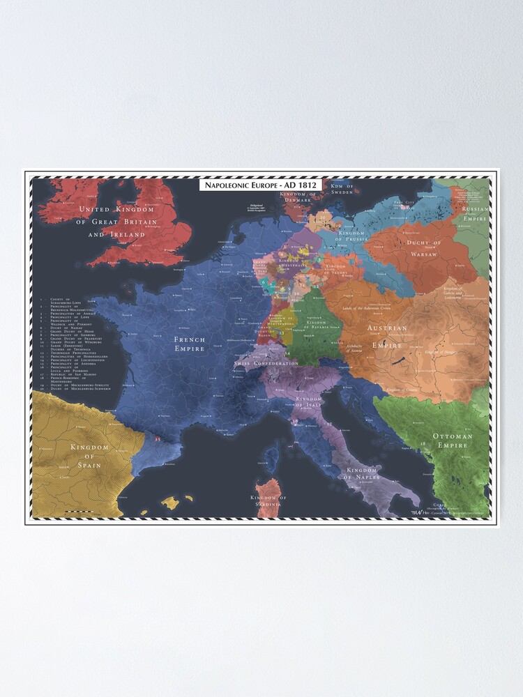 Napoleonic Europe 1812 Poster For Sale By Cyowari Redbubble   Fposter,small,wall Texture,product,750x1000 