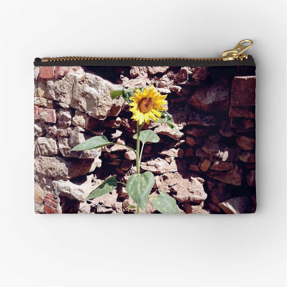 Sonnenblume vor Burg-Mauer Täschchen