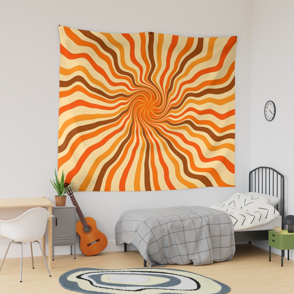 Retro 70s hippies swirl twist, old school colors Tapestry for Sale by  trajeado14