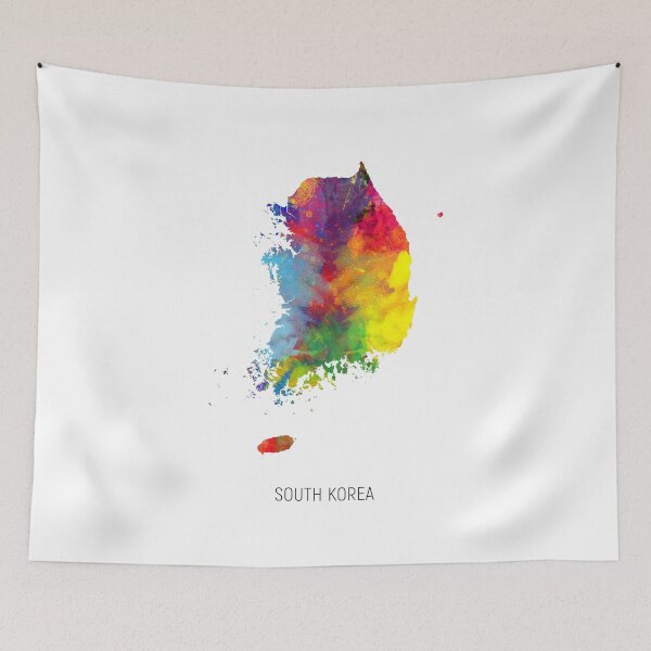 Aperçu de l'œuvre South Korea Watercolor Map créée et vendue par ArtPrints.