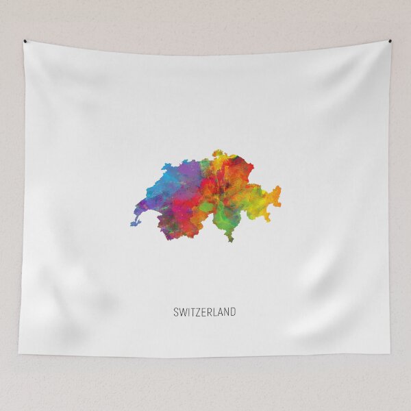 Item preview, Switzerland Watercolor Map designed and sold by ArtPrints.