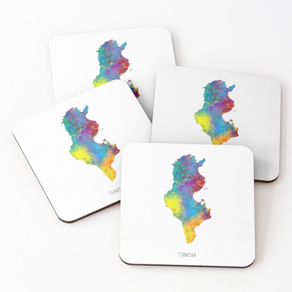 Item preview, Tunisia Watercolor Map designed and sold by ArtPrints.