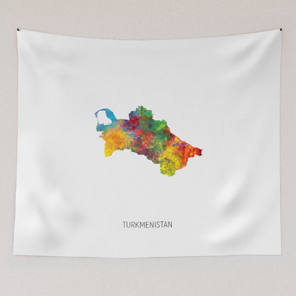 Aperçu de l'œuvre Turkmenistan Watercolor Map créée et vendue par ArtPrints.