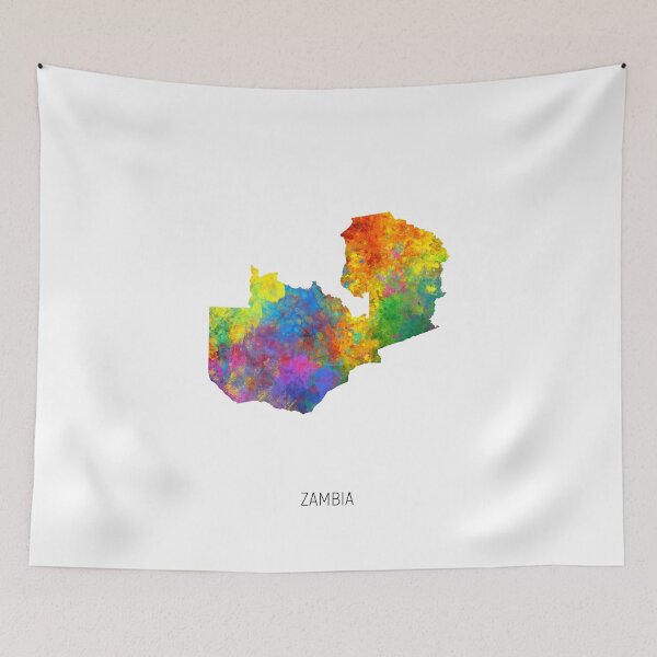 Item preview, Zambia Watercolor Map designed and sold by ArtPrints.