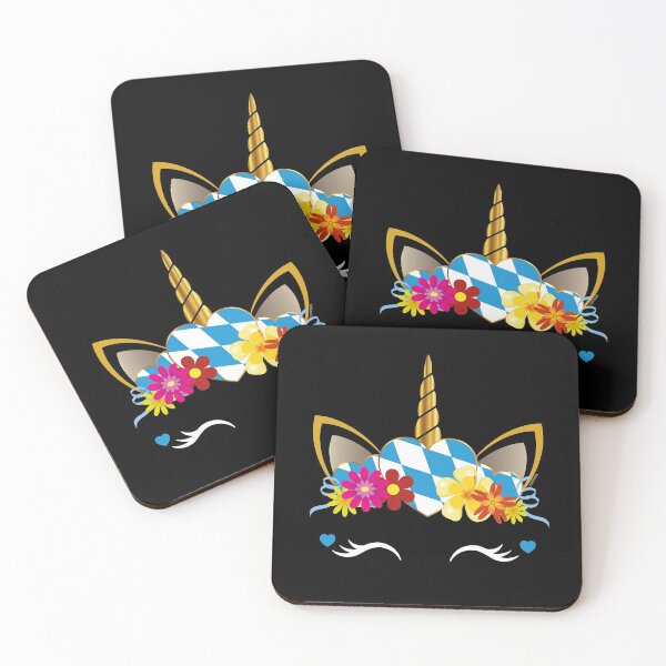 Item preview, Bavarian unicorn face with blue bows designed and sold by catsandmore.