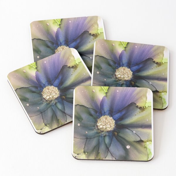 Item preview, Shades of blue alcohol ink flower.  designed and sold by Gill Barrett Art.