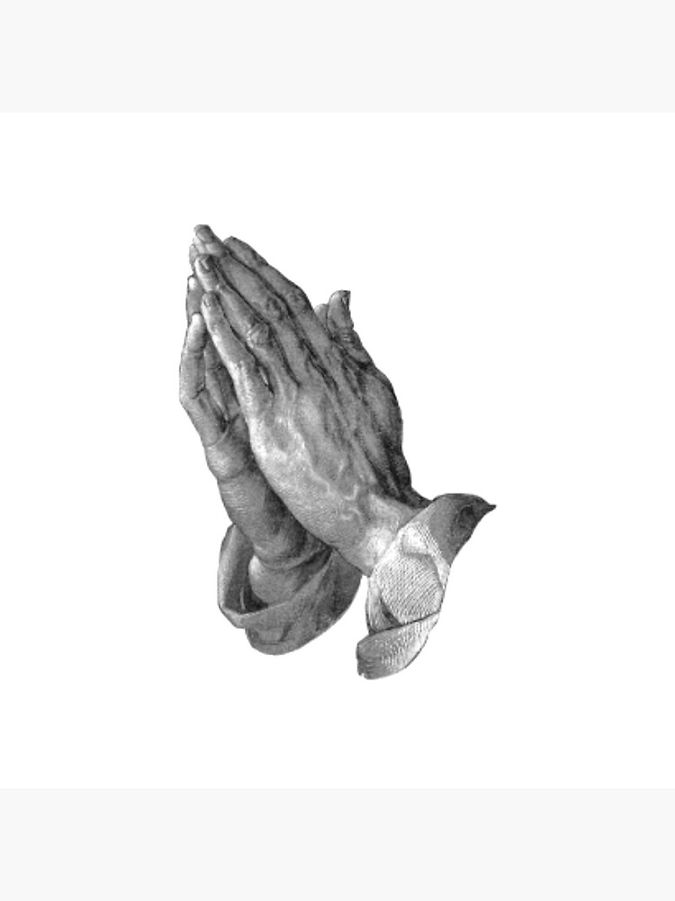 Pray. Prayer. Praying. Albrecht Durer. Hands of the Apostle, Praying Hands, pen and ink drawing, c. 1508. on WHITE. by TOMSREDBUBBLE