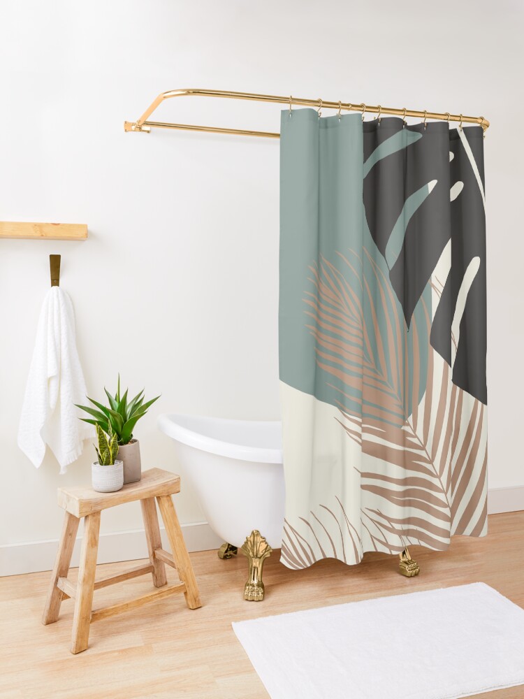 Alternate view of Minimal Monstera Palm Finesse #1 #tropical #decor #art Shower Curtain