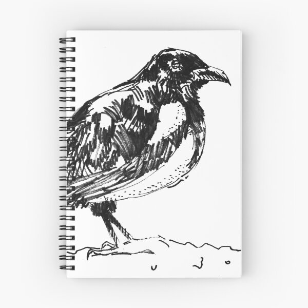 Item preview, Magpie drawing - black and white bird sketch designed and sold by MikeJory.