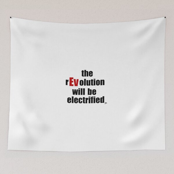 Item preview, "The rEVolution will be electrified" (1) T-Shirt and other product design black and red with transparent background designed and sold by JohnnyMyass.