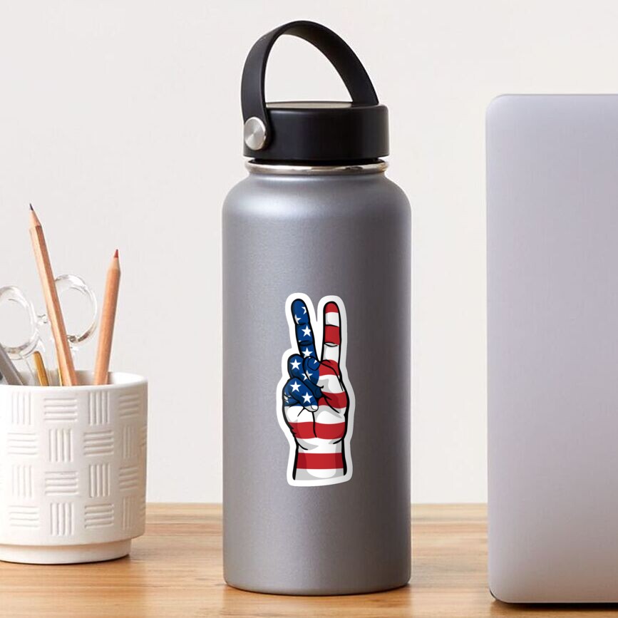 Patriotic USA Peace Sign Sticker