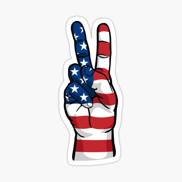Patriotic USA Peace Sign Sticker