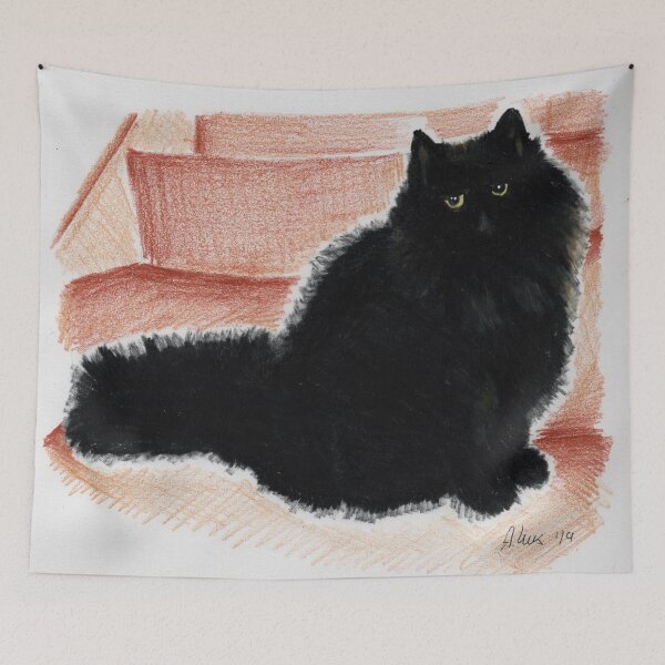 Item preview, fluffy furry black cat designed and sold by Any Art Netty .