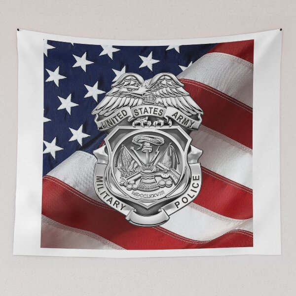 Item preview, U.S. Army Military Police Corps - Army MP Badge over American Flag designed and sold by Serge Averbukh Art Studio.